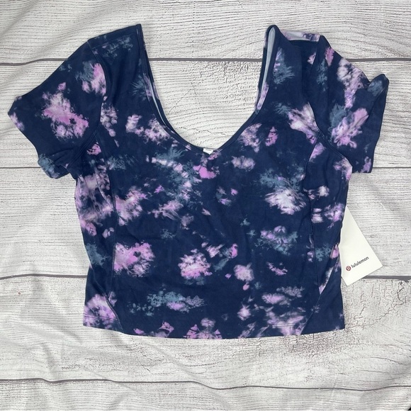 Women’s 12 Lululemon Align Tee (T-Shirt) Dye Mineral Blue Multi Top. - Picture 1 of 5